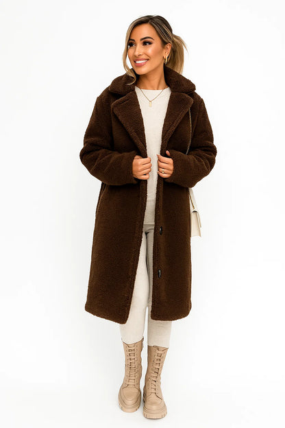 Manteau Long Effet Teddy