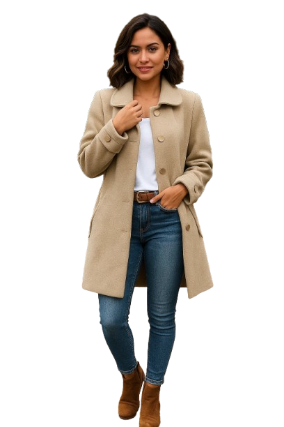 Manteau Boutonné Mi-Long