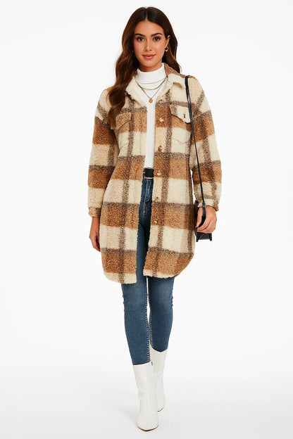 Manteau Sherpa à Carreaux