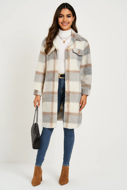 Manteau Sherpa à Carreaux