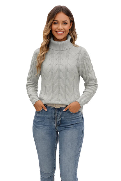 Pull Torsadé à Col Montant