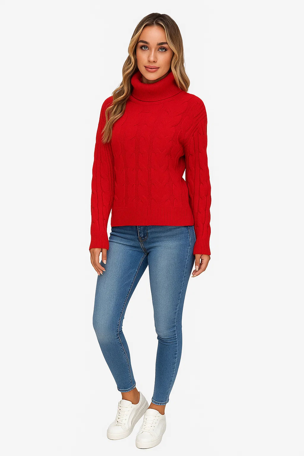 Pull Torsadé à Col Montant