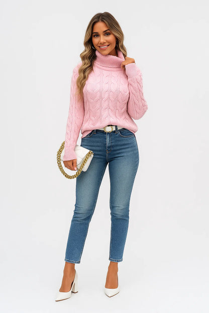 Pull Torsadé à Col Montant