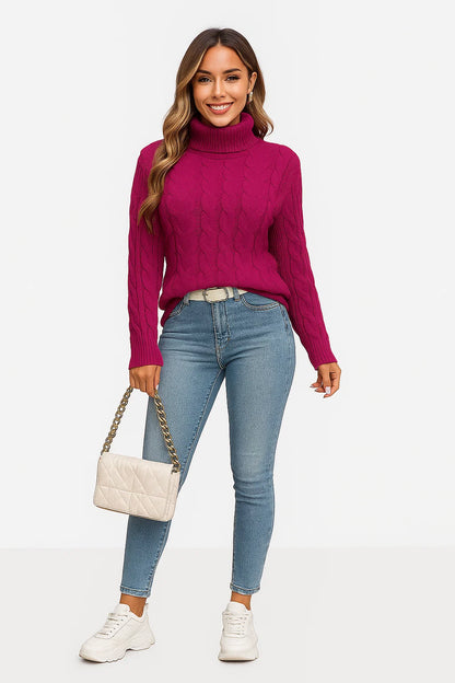 Pull Torsadé à Col Montant