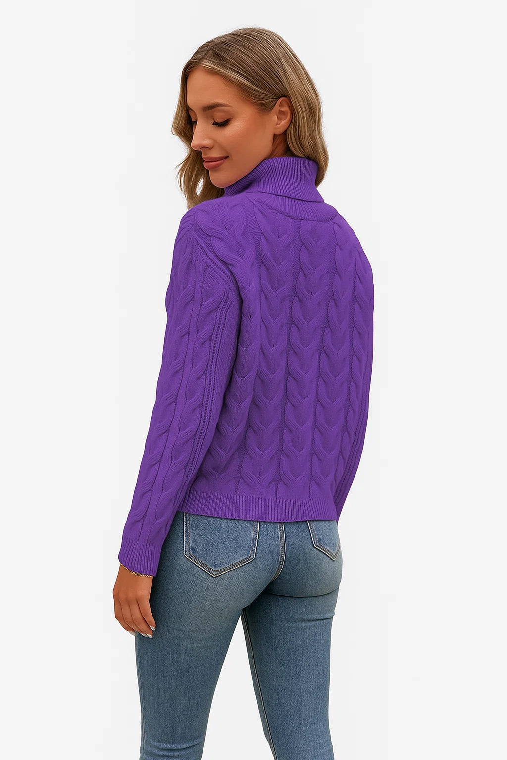 Pull Torsadé à Col Montant