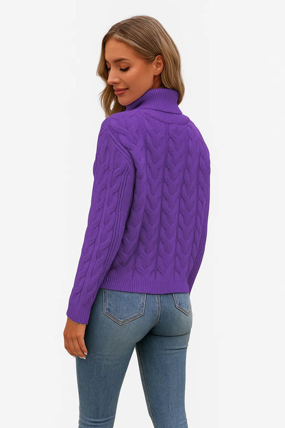 Pull Torsadé à Col Montant