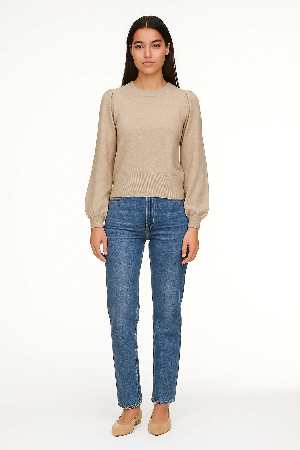 Pull Manches Bouffantes Col Rond