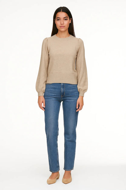 Pull Manches Bouffantes Col Rond