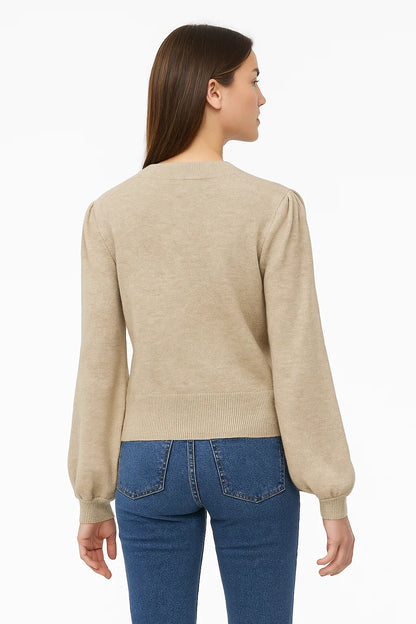 Pull Manches Bouffantes Col Rond