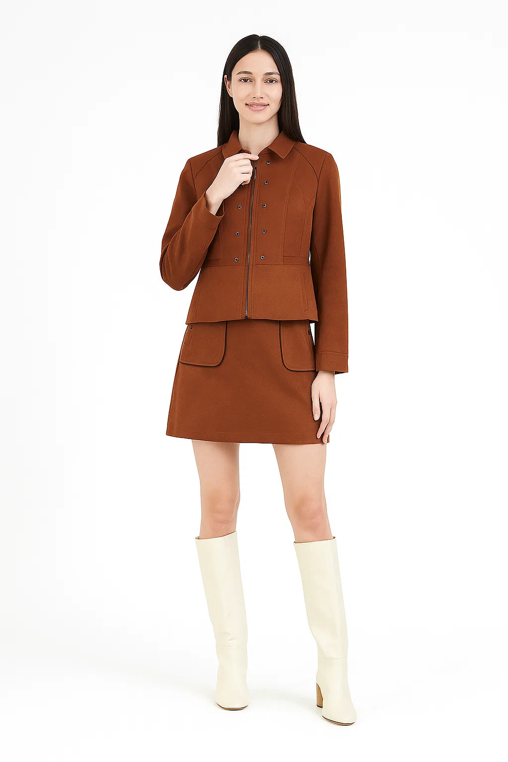 Veste Courte Structurée à Fermeture Zippée