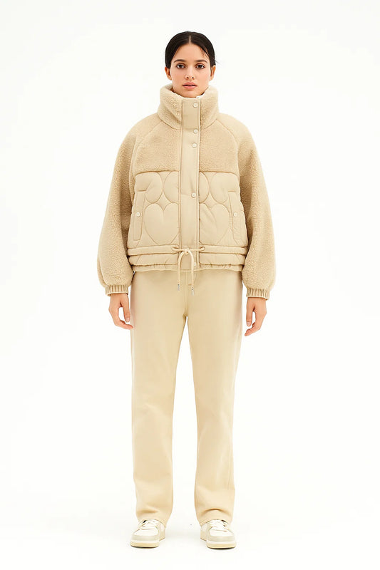 Manteau Matelassé à Cœurs Effet Teddy