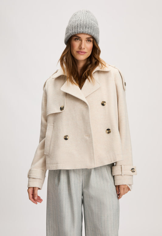 Veste Femme | Style Trench Court En Tissu Texturé | Élégante Et Décontractée