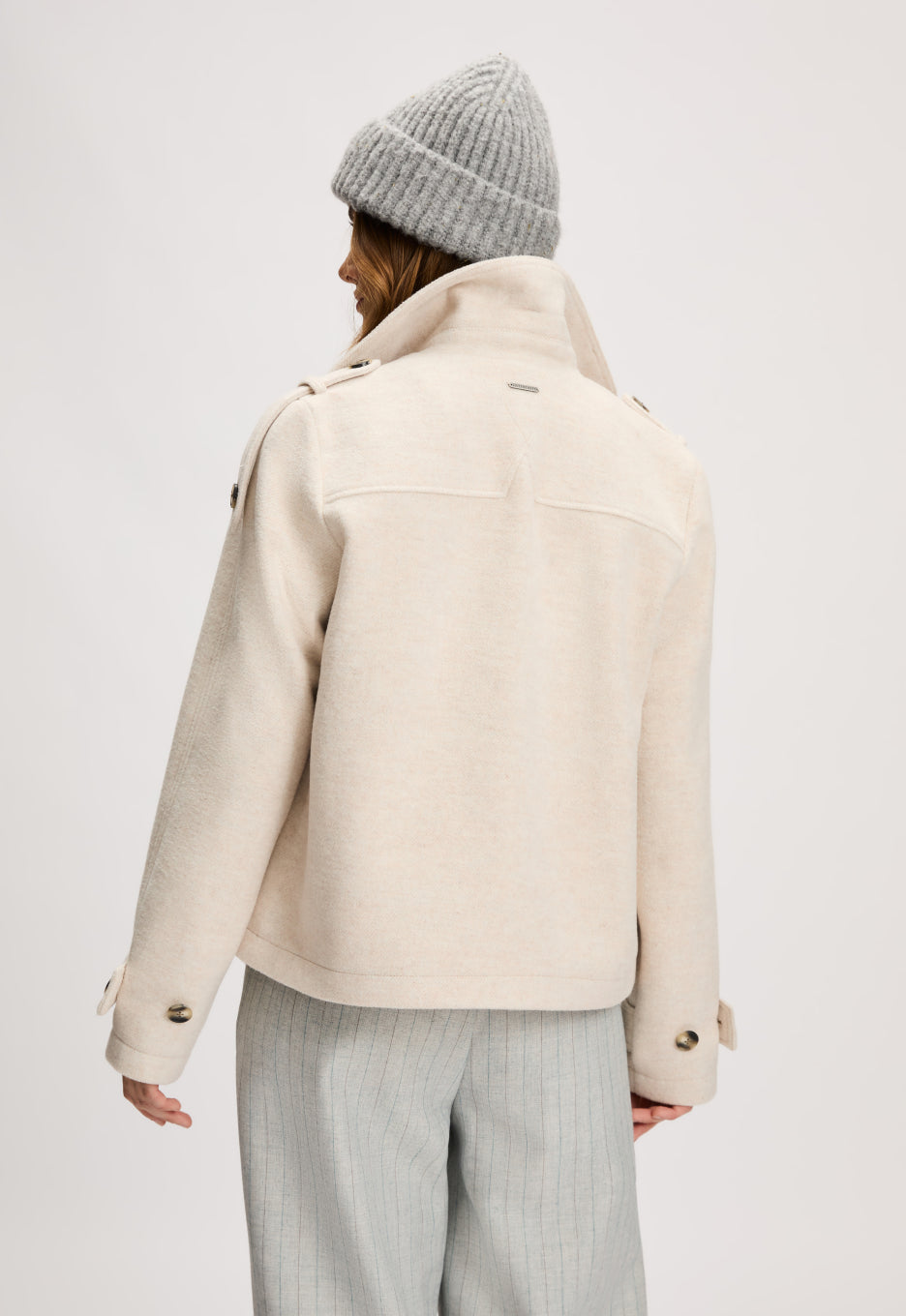 Veste Femme | Style Trench Court En Tissu Texturé | Élégante Et Décontractée