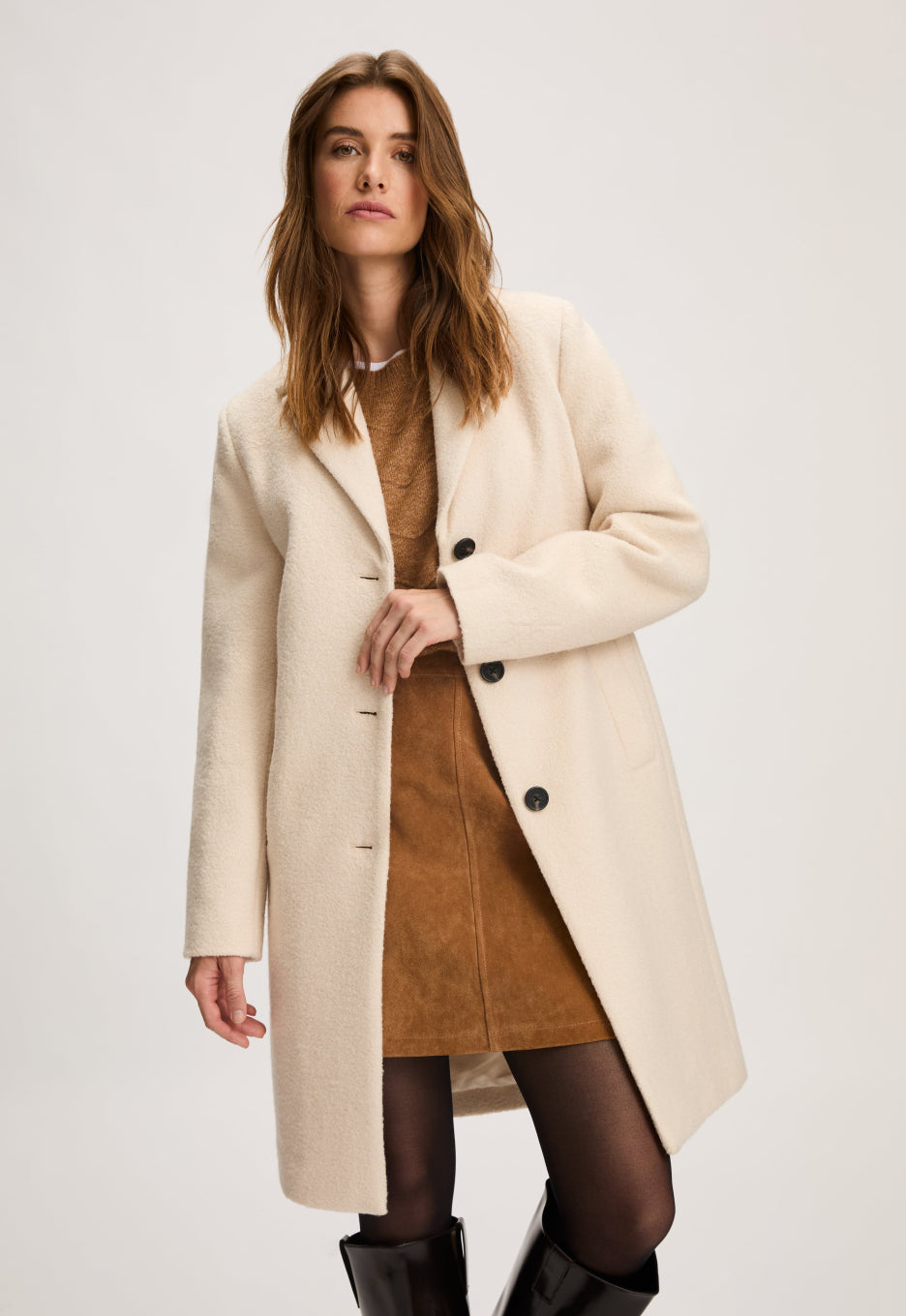 Manteau Femme | Droit En Laine Mélangée | Idéal Pour Les Looks D’Hiver Élégants