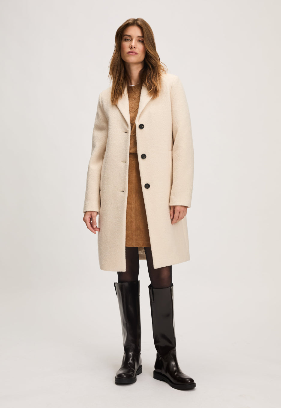 Manteau Femme | Droit En Laine Mélangée | Idéal Pour Les Looks D’Hiver Élégants