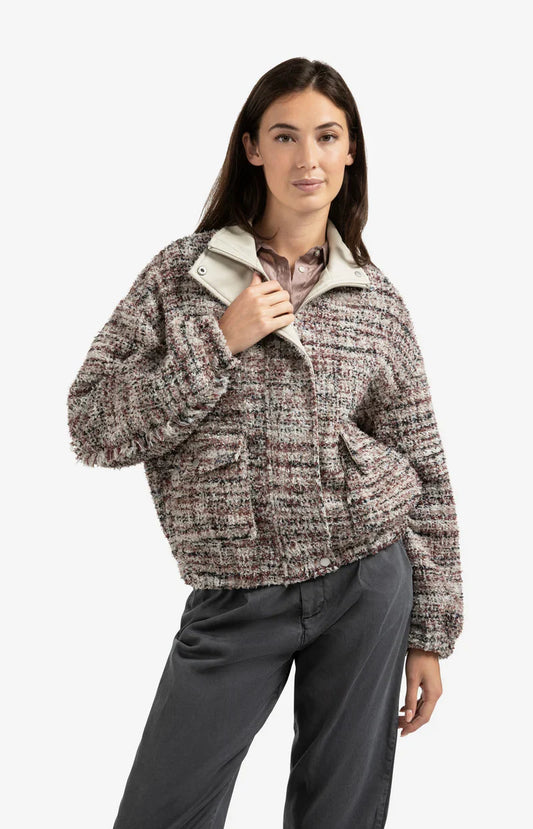 Veste Tweed à Col Montant