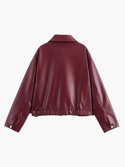 Veste Effet Cuir Femme | Coupe Courte Et Moderne | Parfaite Pour Un Look Urbain Et Tendance