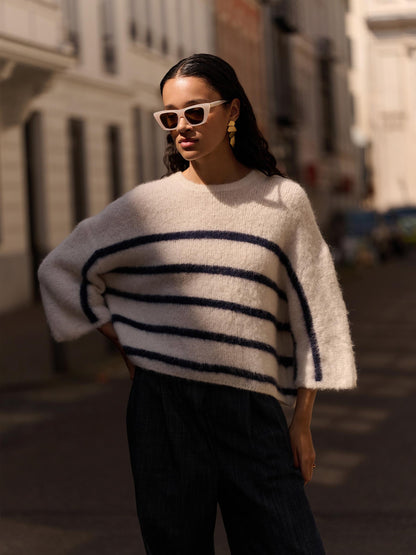 Pull Femme | Coupe Ample et Rayures | Parfait pour un Look Casual Chic