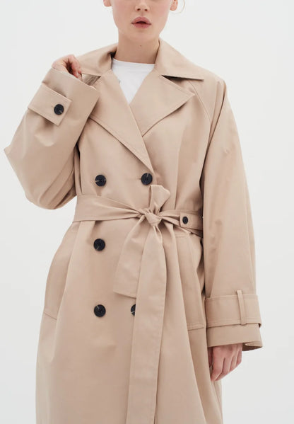 Trench Femme | Léger Et Ceinturé | Tissu Fluide Extensible | Parfait Pour La Mi-Saison