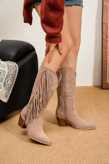 Bottes Western Femme | Franges Et Talon Biseauté | Style Bohème Tendance Pour L’Automne