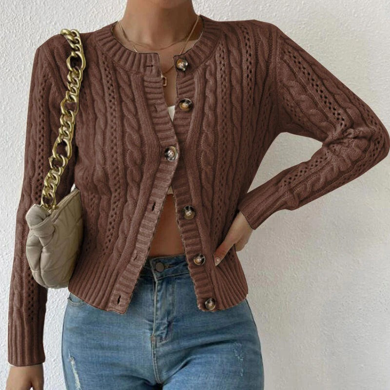 Cardigan Femme | Maille Torsadée Élégante | Look Décontracté Chic