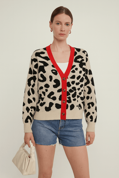 Cardigan Femme | Imprimé Léopard Tendance | Court Et Boutonné Pour Look Audacieux