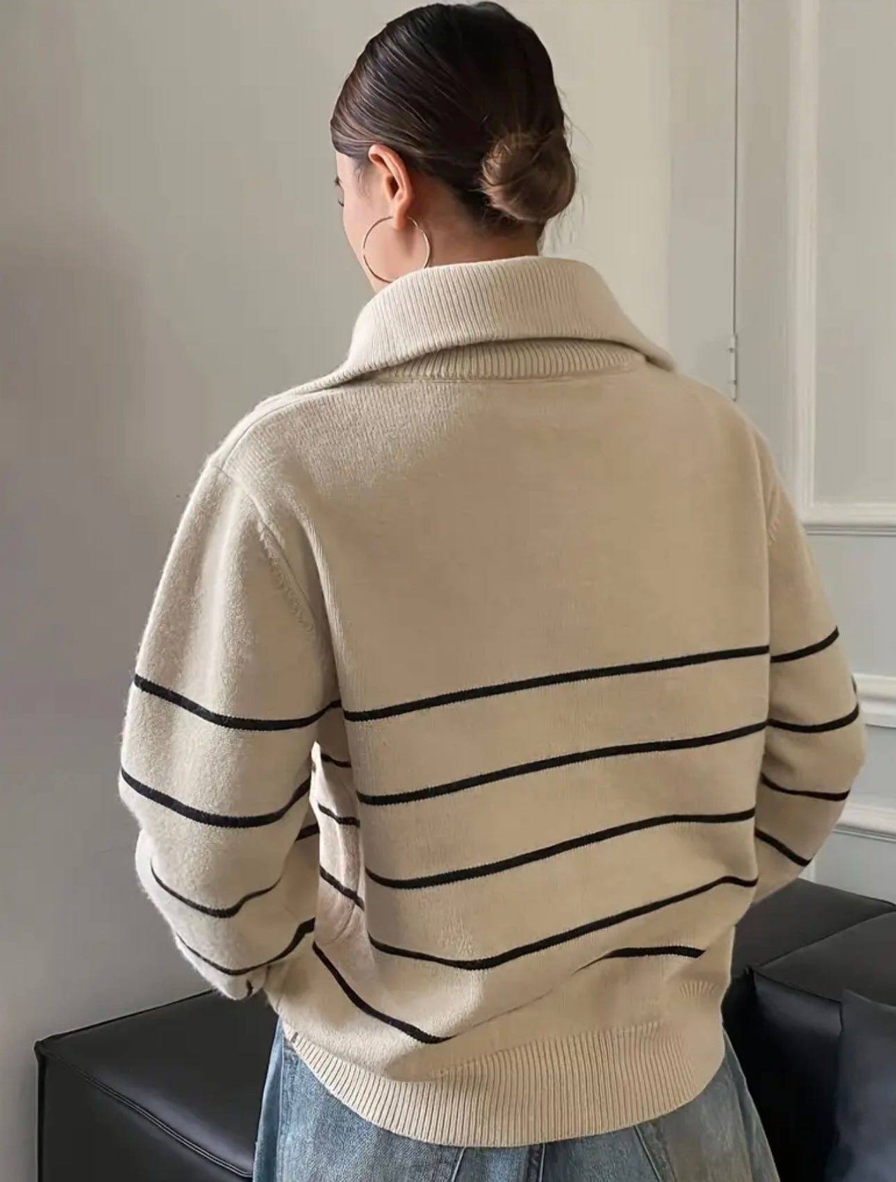 Cardigan Femme | Rayé Et Élégant | Col Oversize Pour Look Chic Décontracté