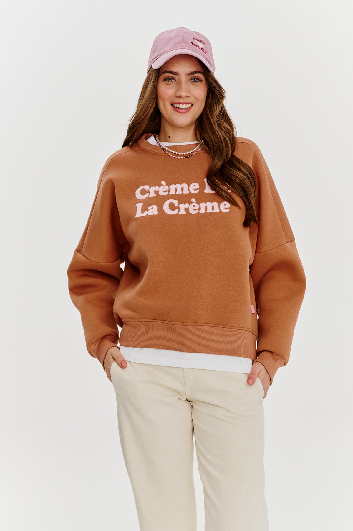 Sweat En Coton Et Polyester | Message Crème De La Crème | Coupe Décontractée Tendance | Parfait Pour Un Look Casual Chic