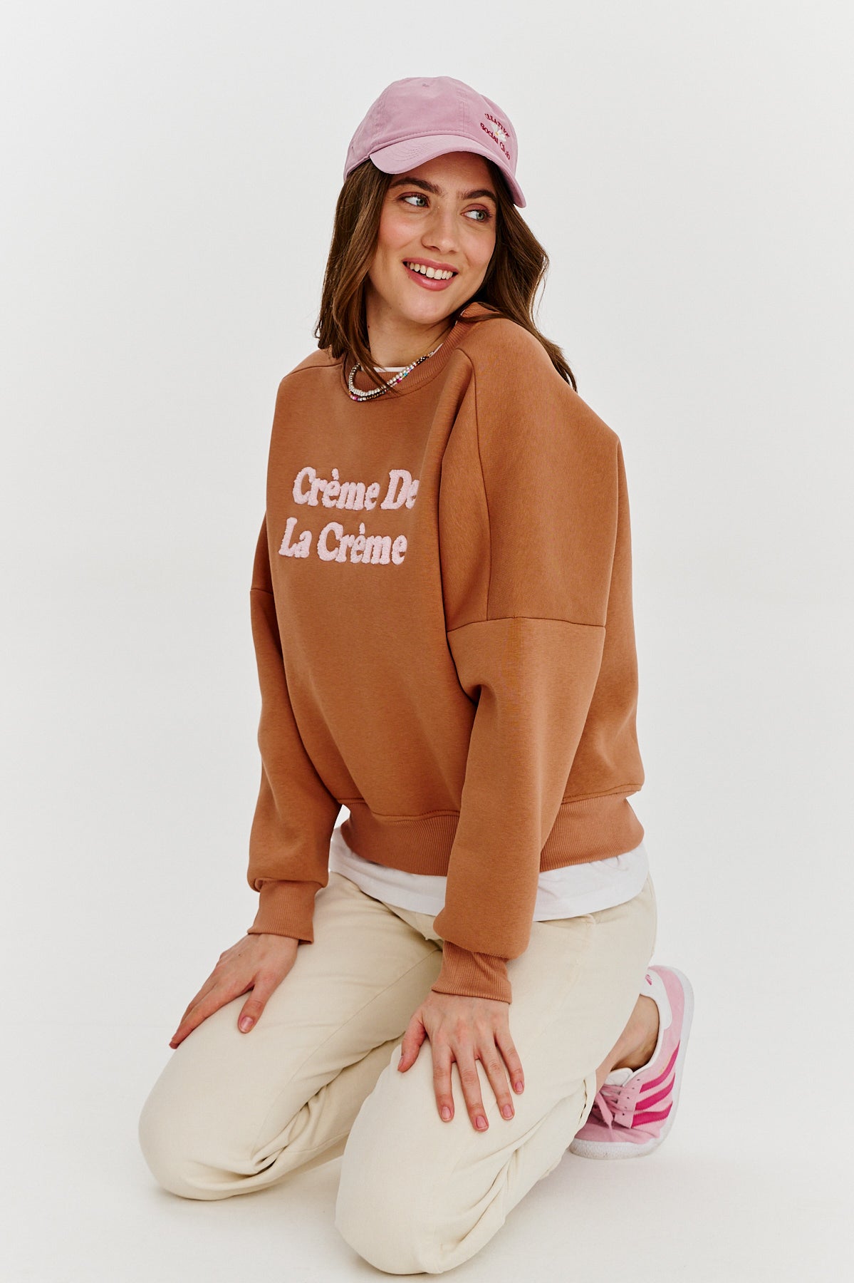 Sweat En Coton Et Polyester | Message Crème De La Crème | Coupe Décontractée Tendance | Parfait Pour Un Look Casual Chic