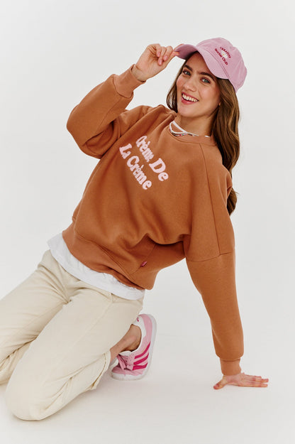 Sweat En Coton Et Polyester | Message Crème De La Crème | Coupe Décontractée Tendance | Parfait Pour Un Look Casual Chic