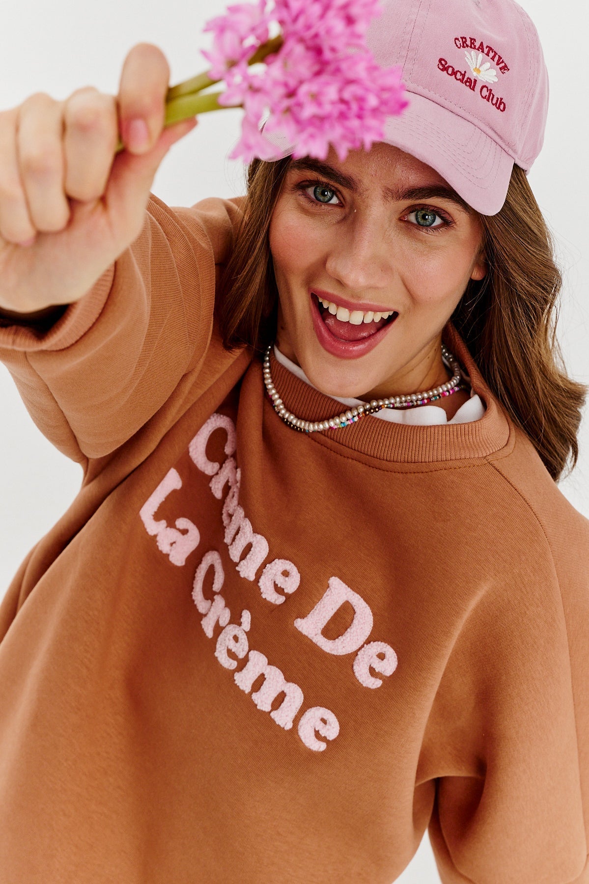 Sweat En Coton Et Polyester | Message Crème De La Crème | Coupe Décontractée Tendance | Parfait Pour Un Look Casual Chic