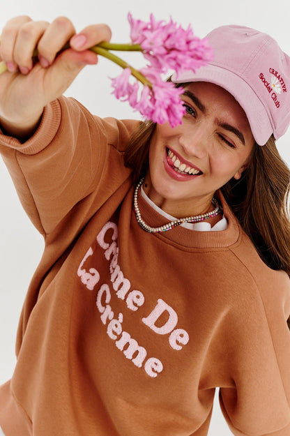 Sweat En Coton Et Polyester | Message Crème De La Crème | Coupe Décontractée Tendance | Parfait Pour Un Look Casual Chic