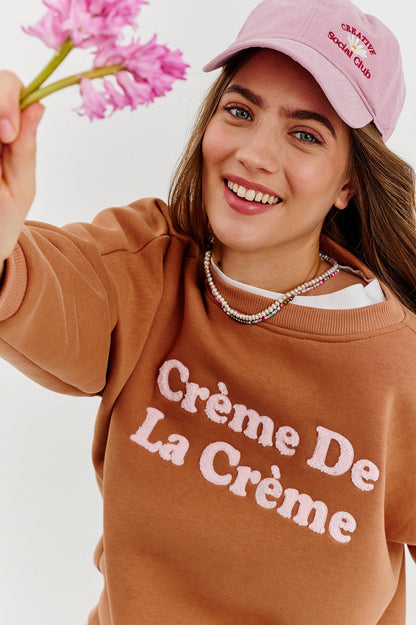 Sweat En Coton Et Polyester | Message Crème De La Crème | Coupe Décontractée Tendance | Parfait Pour Un Look Casual Chic