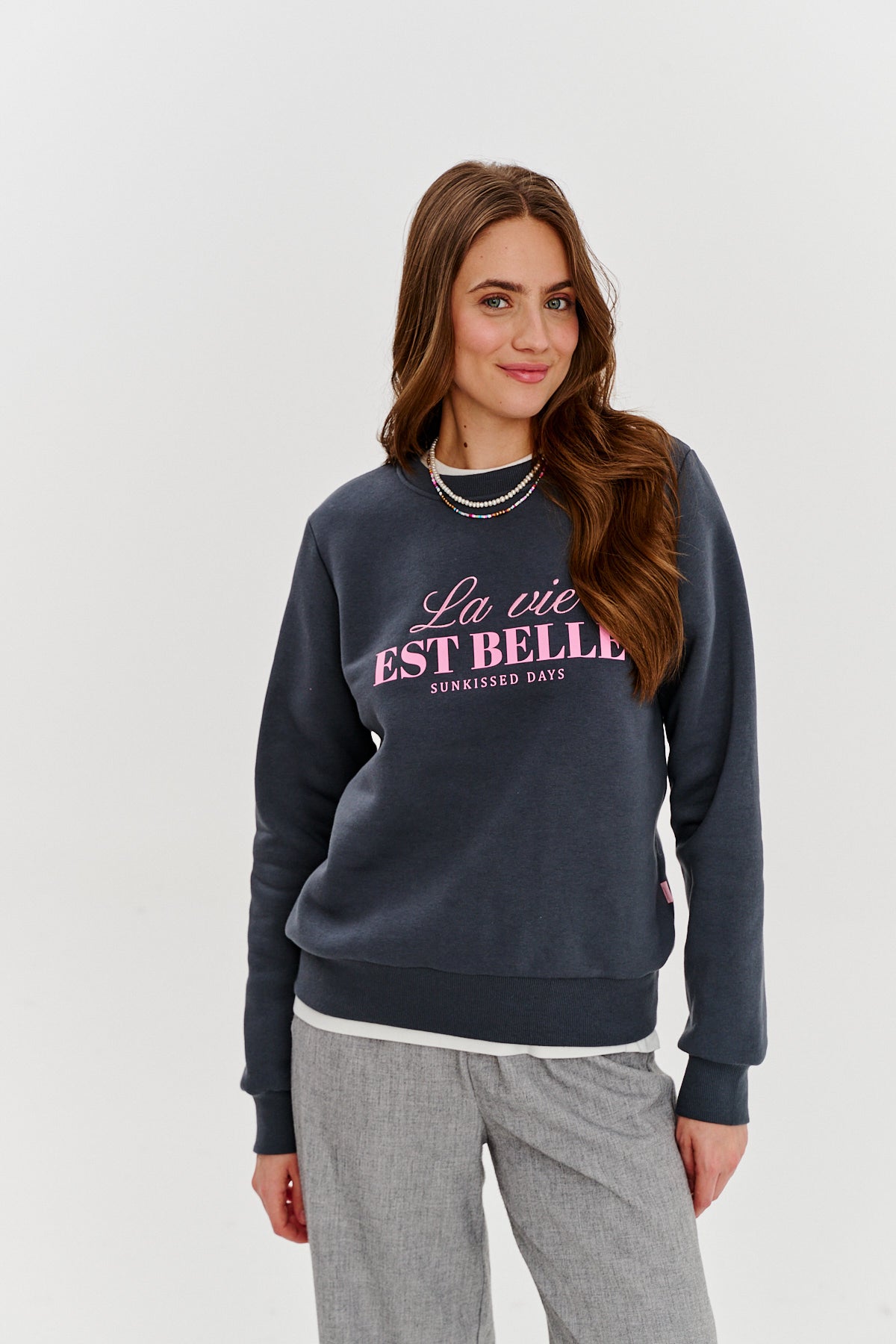 Sweat En Coton Et Polyester | Message La Vie Est Belle | Confort Décontracté Et Inspirant | Parfait Pour Vos Tenues Du Quotidien