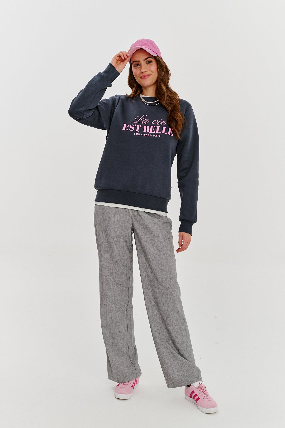 Sweat En Coton Et Polyester | Message La Vie Est Belle | Confort Décontracté Et Inspirant | Parfait Pour Vos Tenues Du Quotidien