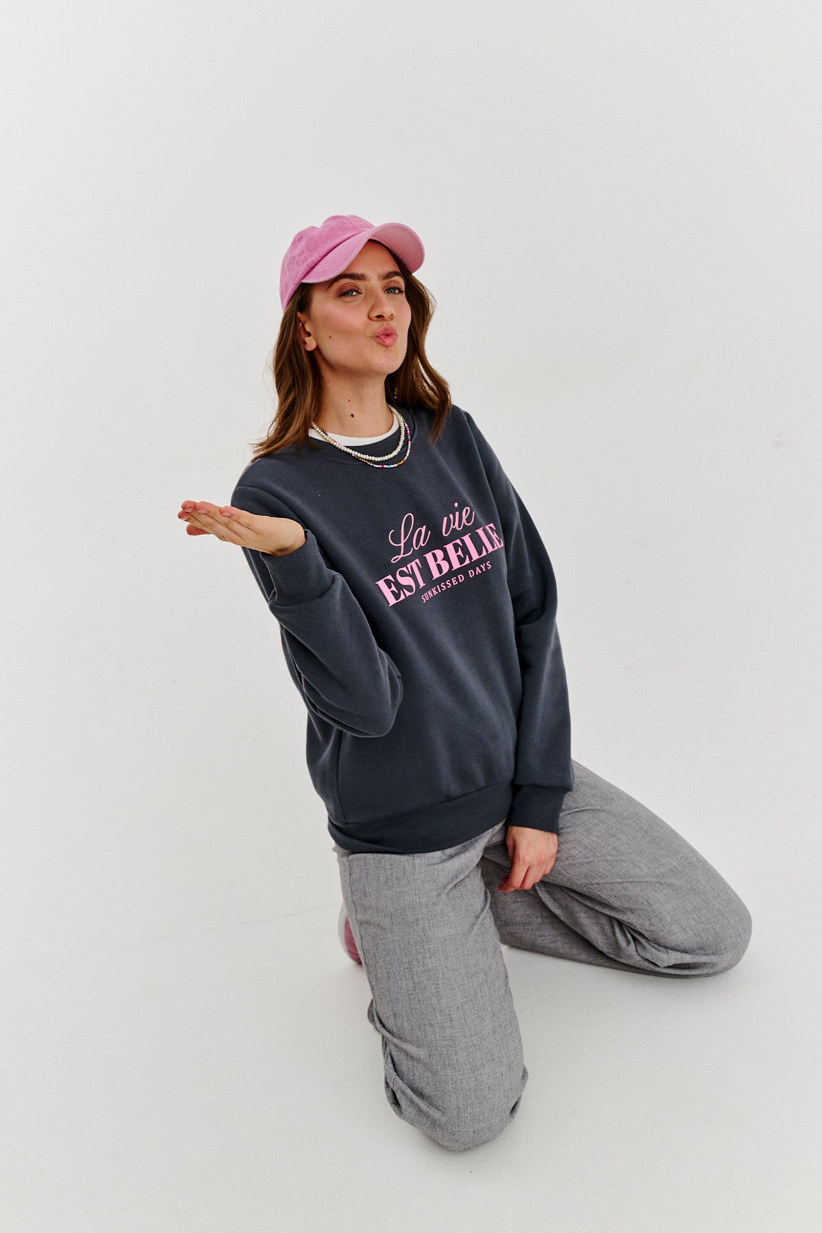 Sweat En Coton Et Polyester | Message La Vie Est Belle | Confort Décontracté Et Inspirant | Parfait Pour Vos Tenues Du Quotidien