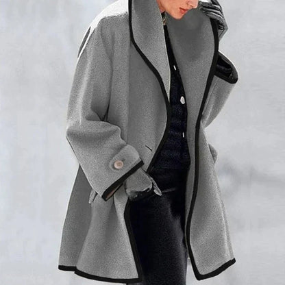 Manteau Femme | Coupe Ample Et Élégante | Violet Avec Finitions Contrastées Pour L’Hiver