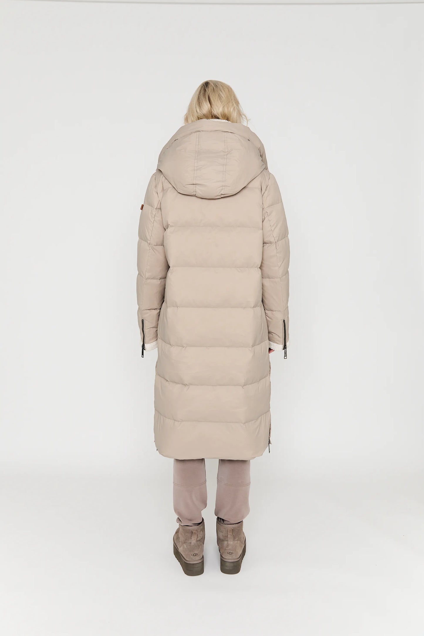 Manteau Long Matelassé à Capuche