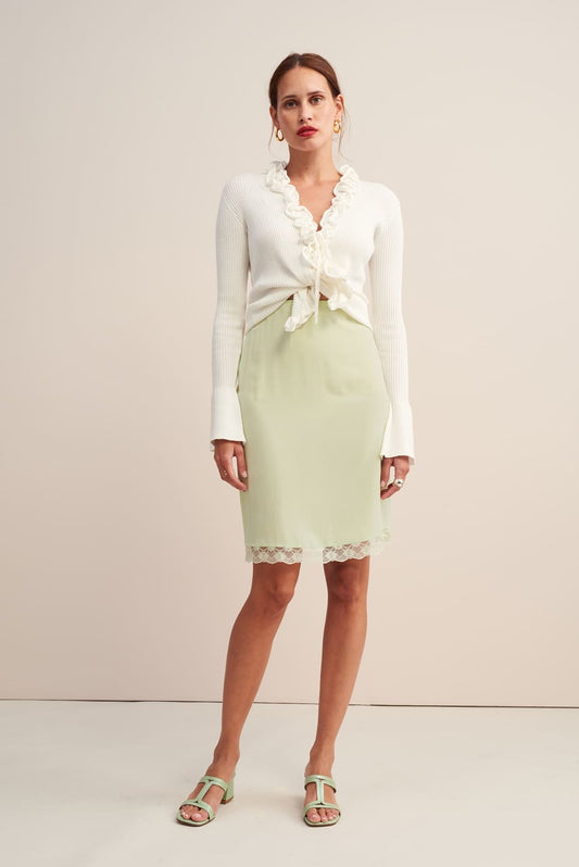 Jupe Vert | Verte Avec Dentelle | Élégante Et Féminine | Idéale Pour Le Bureau Et Les Soirées