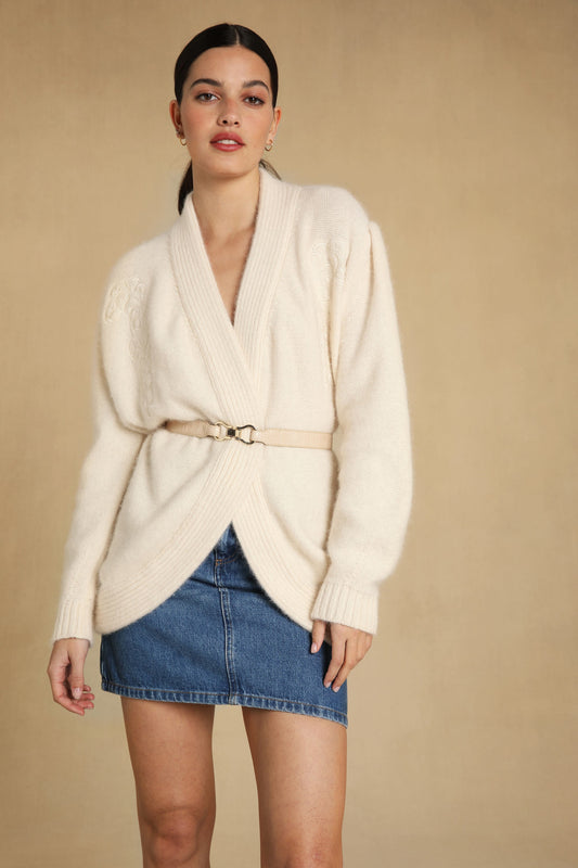 Cardigan Créme | Ceinturé et Confortable | Idéal pour un Look Chic et Chaleureux