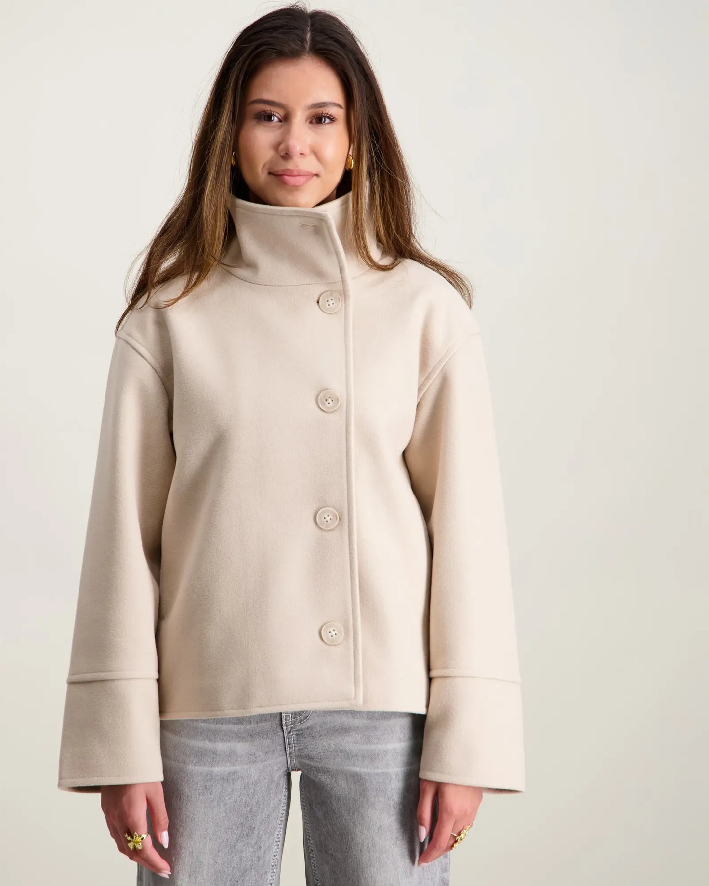 Manteau Minimaliste à Col Montant