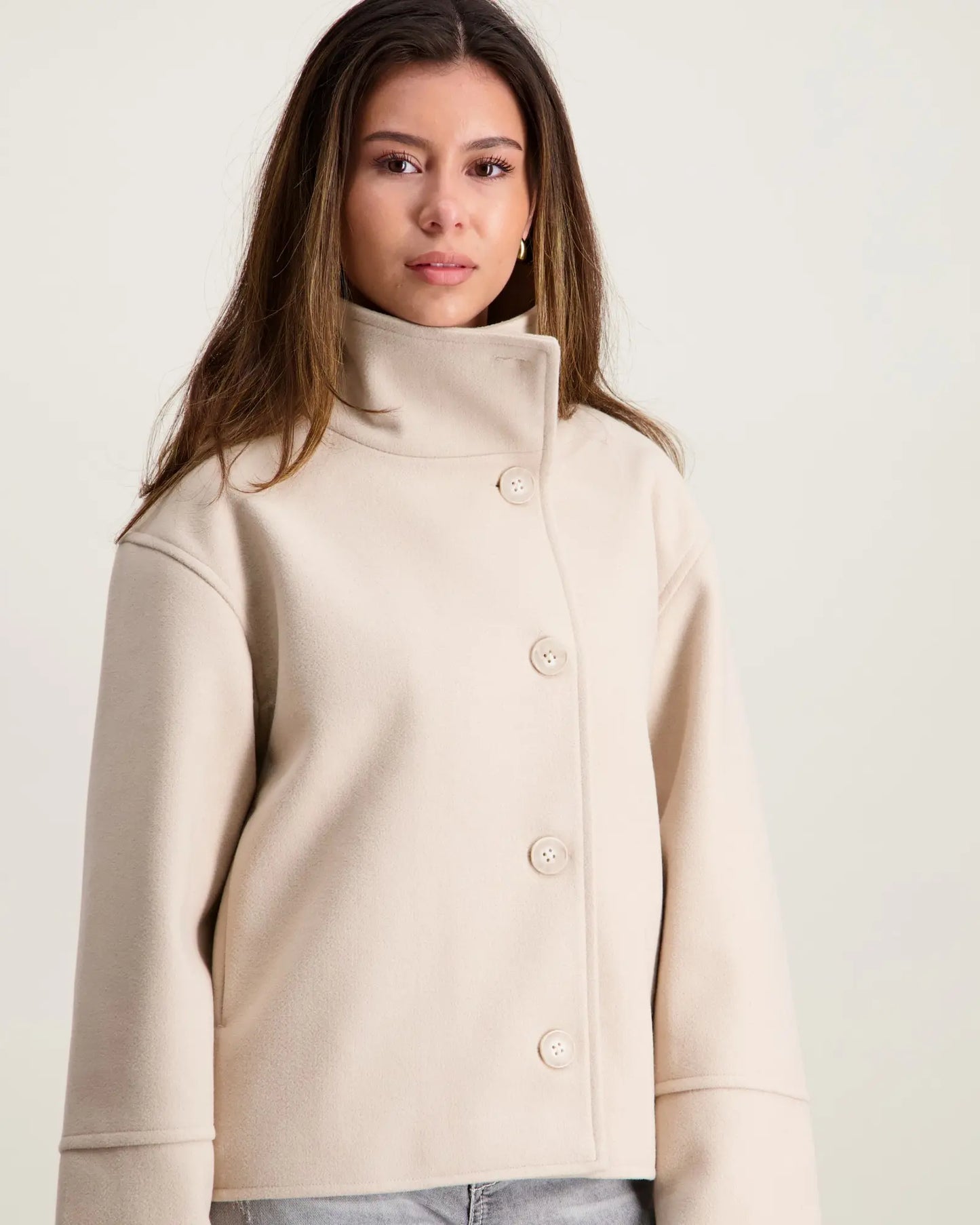 Manteau Minimaliste à Col Montant