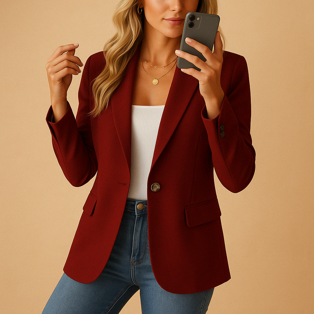 Blazer Ajusté Classique À Un Bouton | Élégant Et Minimaliste | Parfait Pour Le Bureau Ou Les Occasions Chic