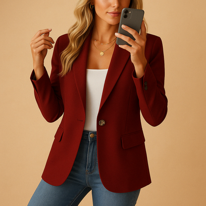 Blazer Ajusté Classique À Un Bouton | Élégant Et Minimaliste | Parfait Pour Le Bureau Ou Les Occasions Chic