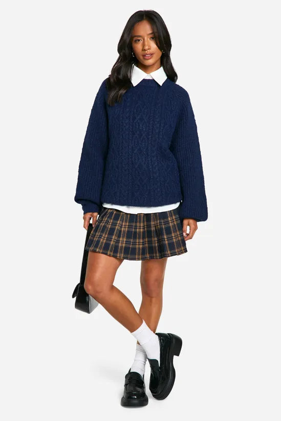 Gilet Bleu Marine Femme | Maille Épaisse | Look Preppy