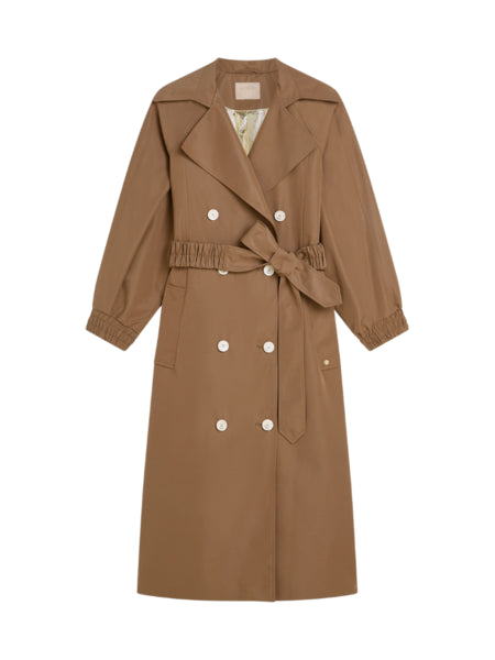 Trench Femme | Long Camel Avec Taille Ceinturée | Élégant Et Intemporel