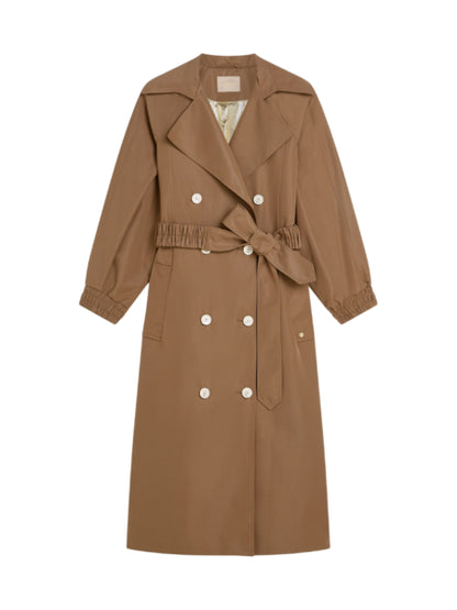 Trench Femme | Long Camel Avec Taille Ceinturée | Élégant Et Intemporel
