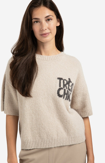 Pull Femme | Manches Courtes | Message Brodé | Style Décontracté | Confort Léger