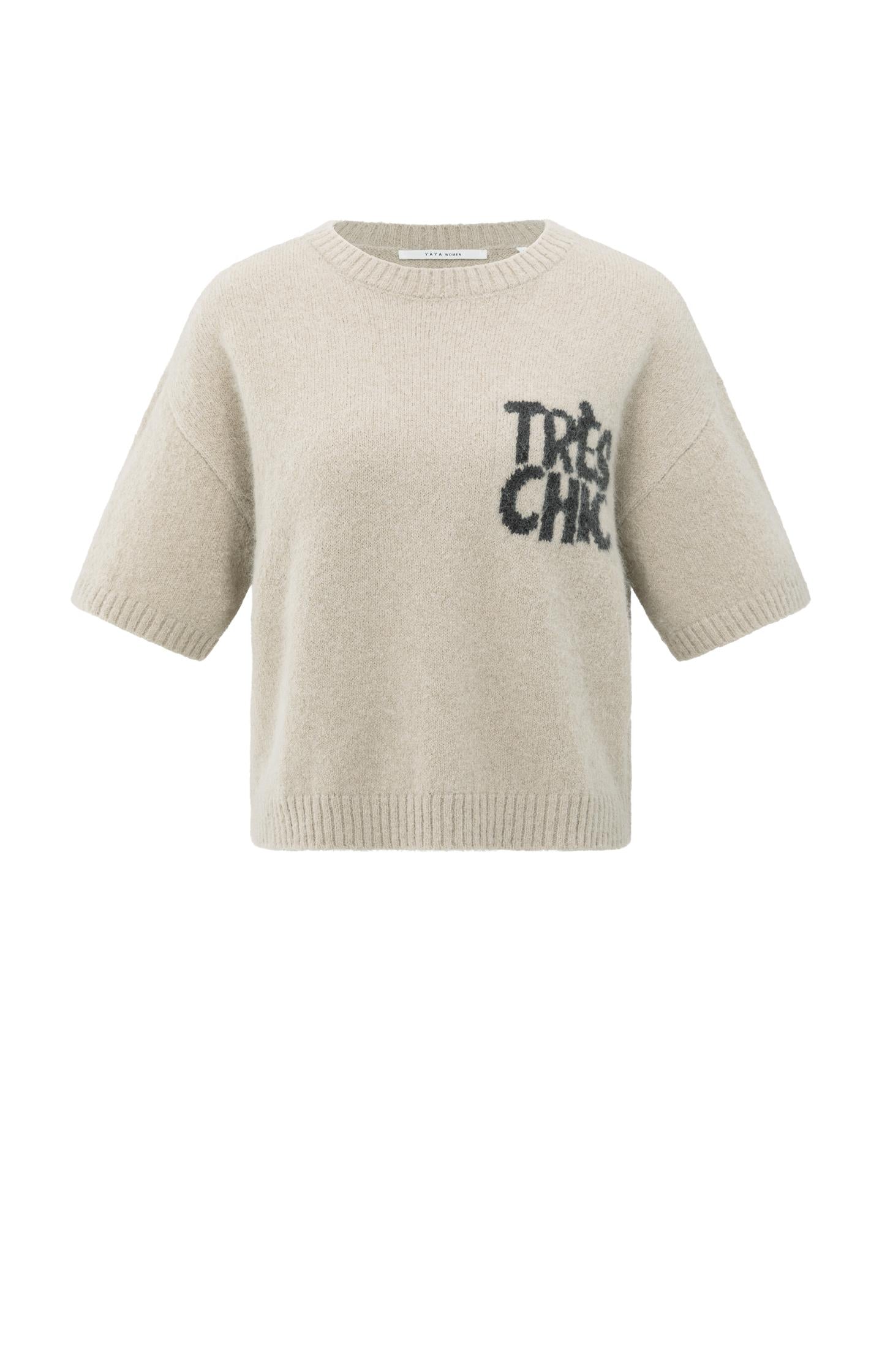 Pull Femme | Manches Courtes | Message Brodé | Style Décontracté | Confort Léger