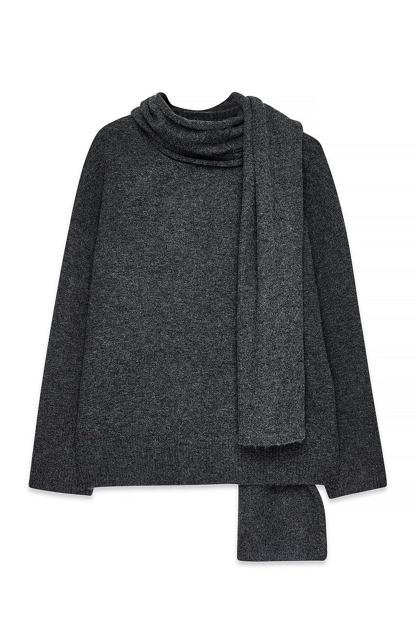 Pull Femme | Écharpe Intégrée | Maille Douce Et Recyclée | Parfait Pour l’Hiver Chic